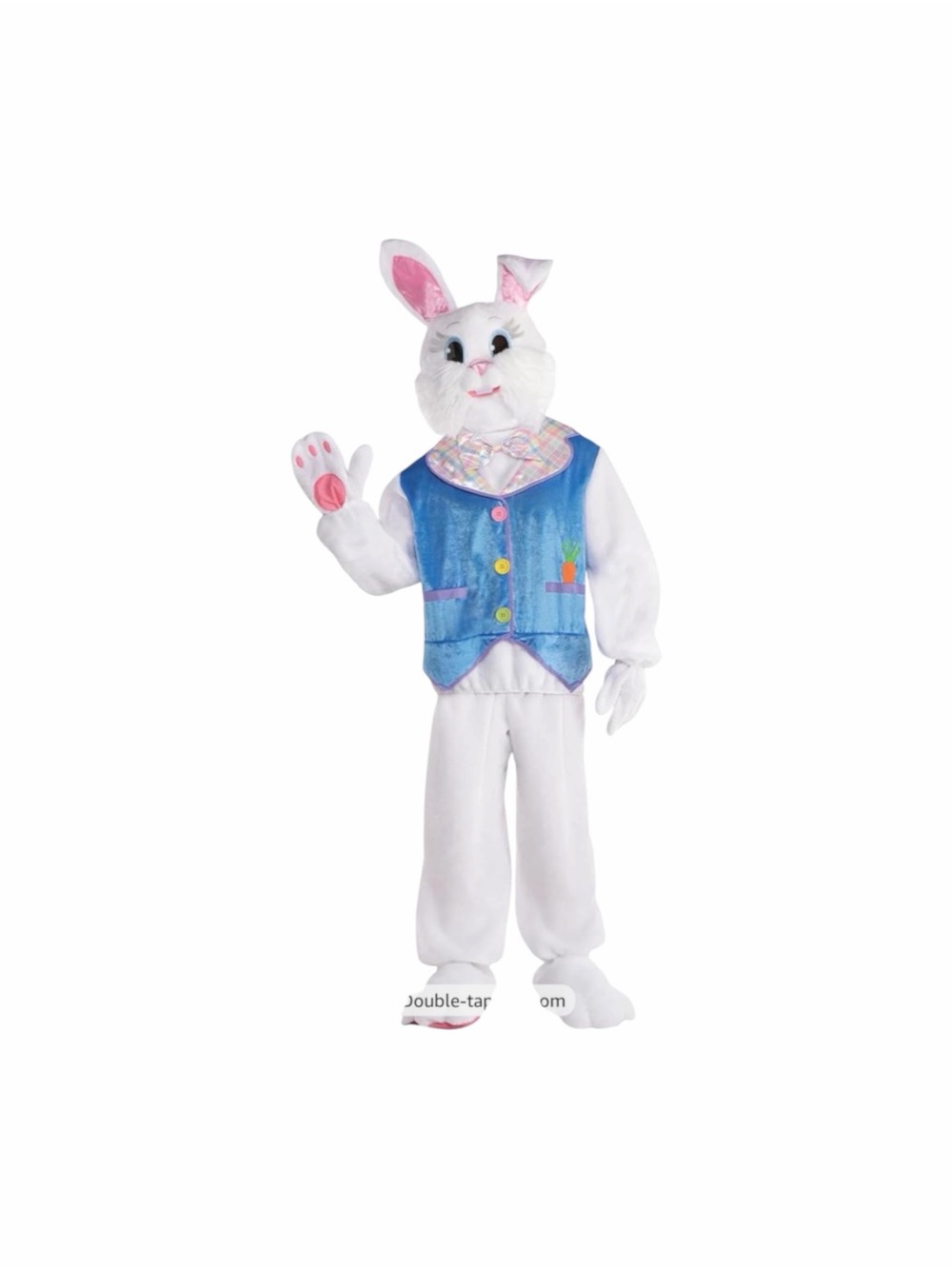 Unisex Adults Men’s or Woman’s White Bunny Costume with Blue Vest